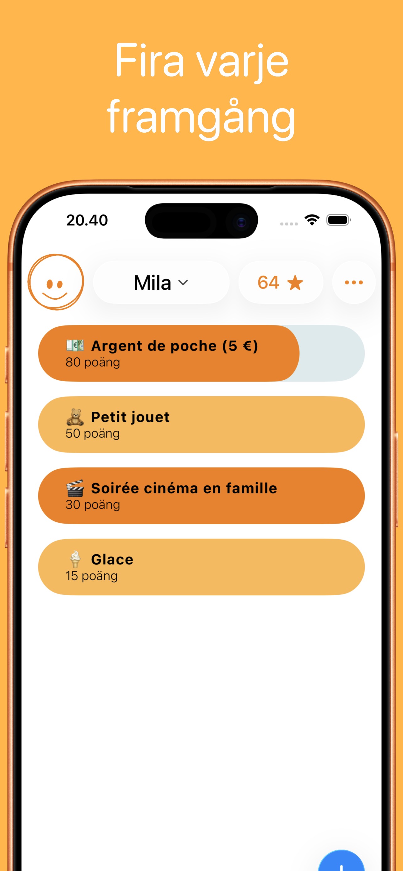 DailyHeros belöningsvy på svenska